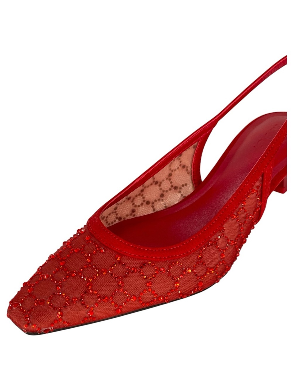 INC Gemini Red Rhinestone Slingback Low Top Womens Heels Size 7M - Picture 8 of 13